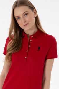 Rochie Polo Roșu Cu Logo Brodat