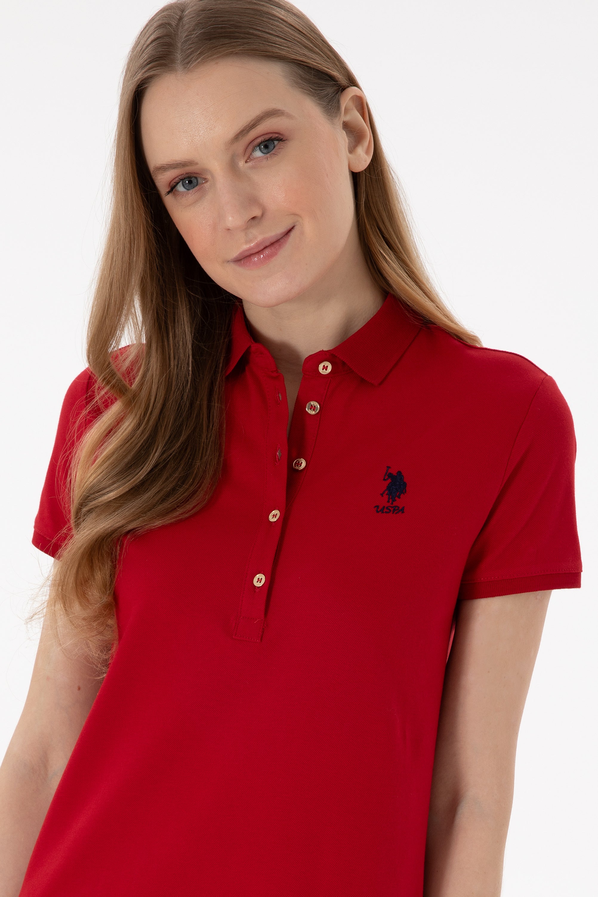 Rochie Polo Roșu Cu Logo Brodat