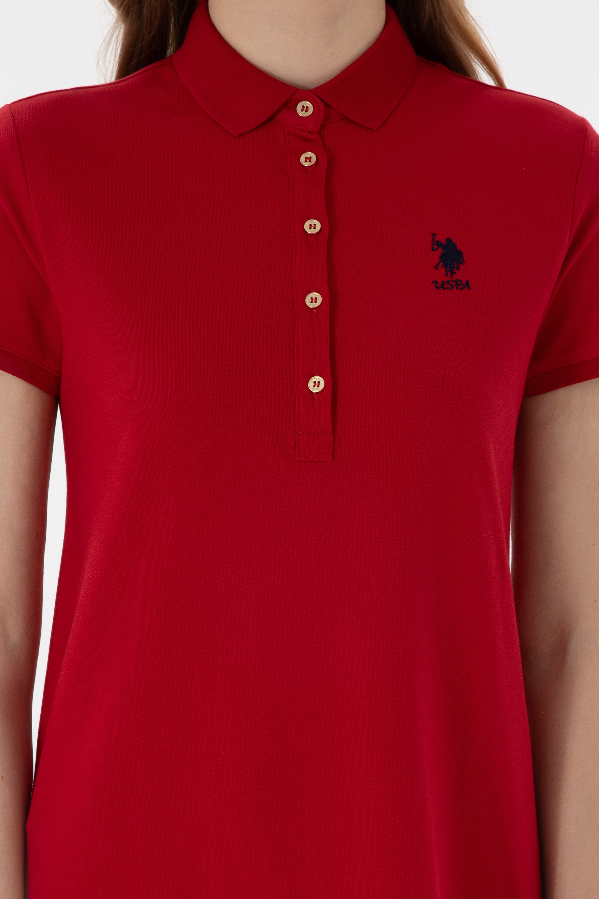 Rochie Polo Roșu Cu Logo Brodat