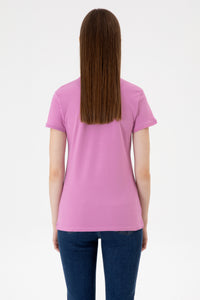 Tricou Polo Damă Roz Cu Logo Brodat