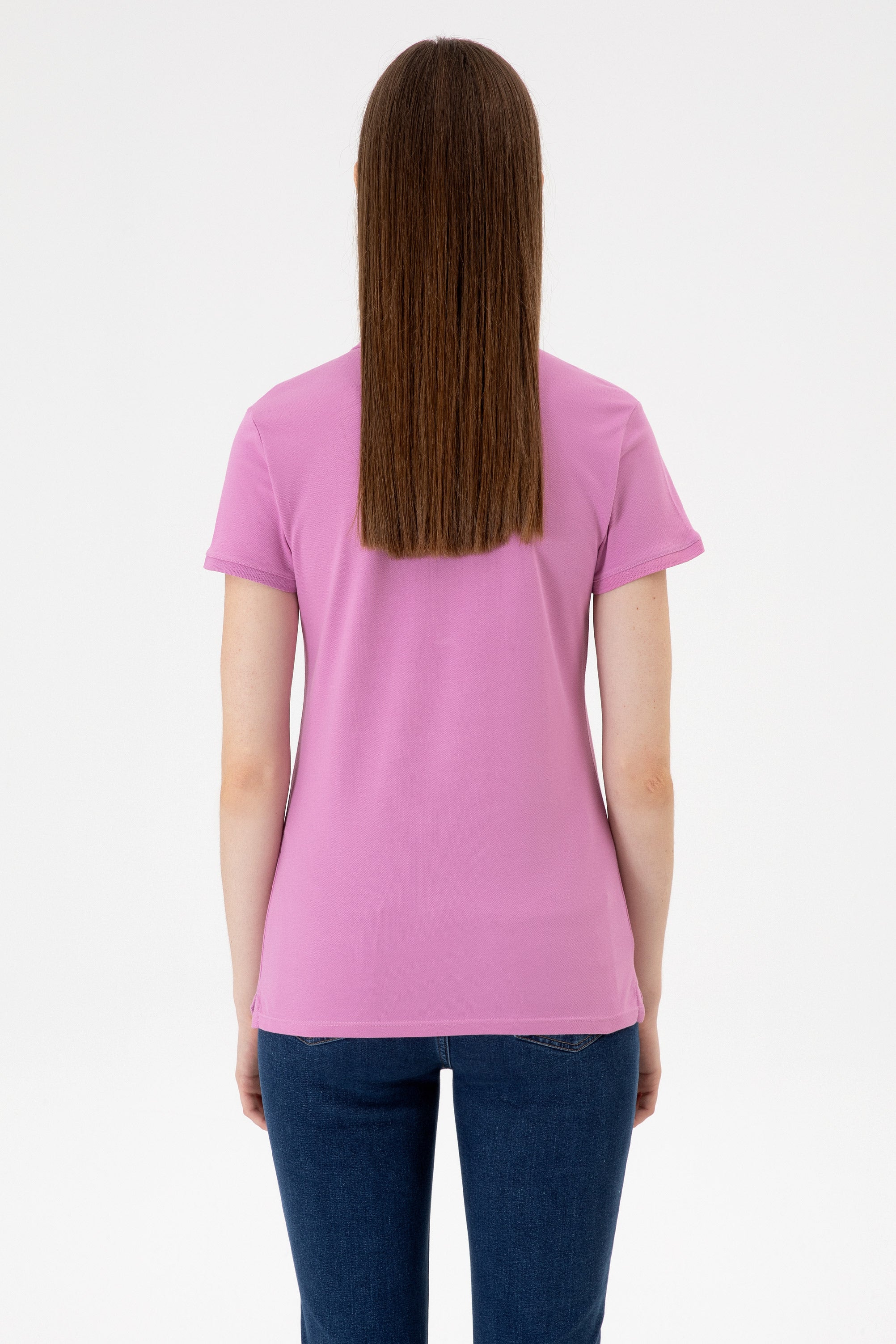 Tricou Polo Damă Roz Cu Logo Brodat