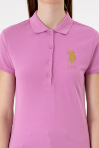 Tricou Polo Damă Roz Cu Logo Brodat