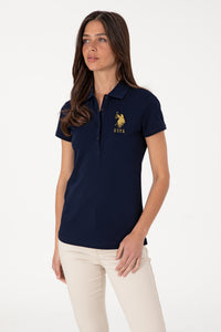 Tricou Polo Damă Bleumarin Cu Logo Brodat