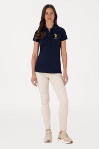 Tricou Polo Damă Bleumarin Cu Logo Brodat