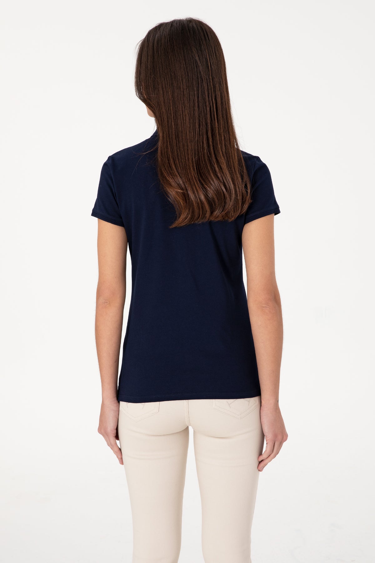Tricou Polo Damă Bleumarin Cu Logo Brodat