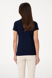 Tricou Polo Damă Bleumarin Cu Logo Brodat