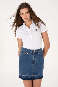 Tricou Polo Damă Alb Cu Logo Colorat 