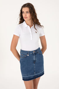 Tricou Polo Damă Alb Cu Logo Colorat 