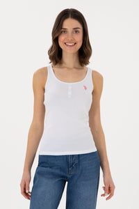 Maiou Dama Alb cu Nasturi si Logo