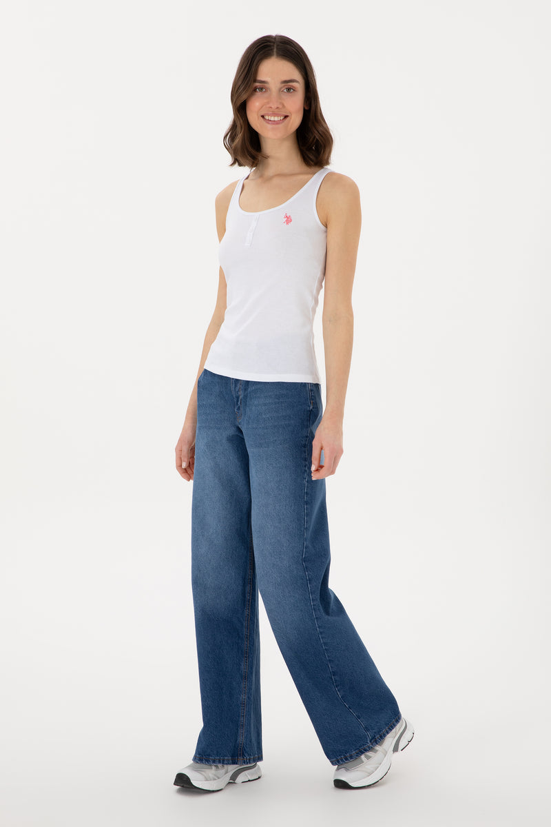 Maiou Dama Alb cu Nasturi si Logo