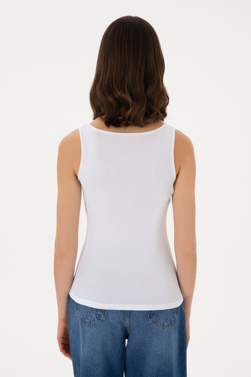 Maiou Dama Alb cu Nasturi si Logo