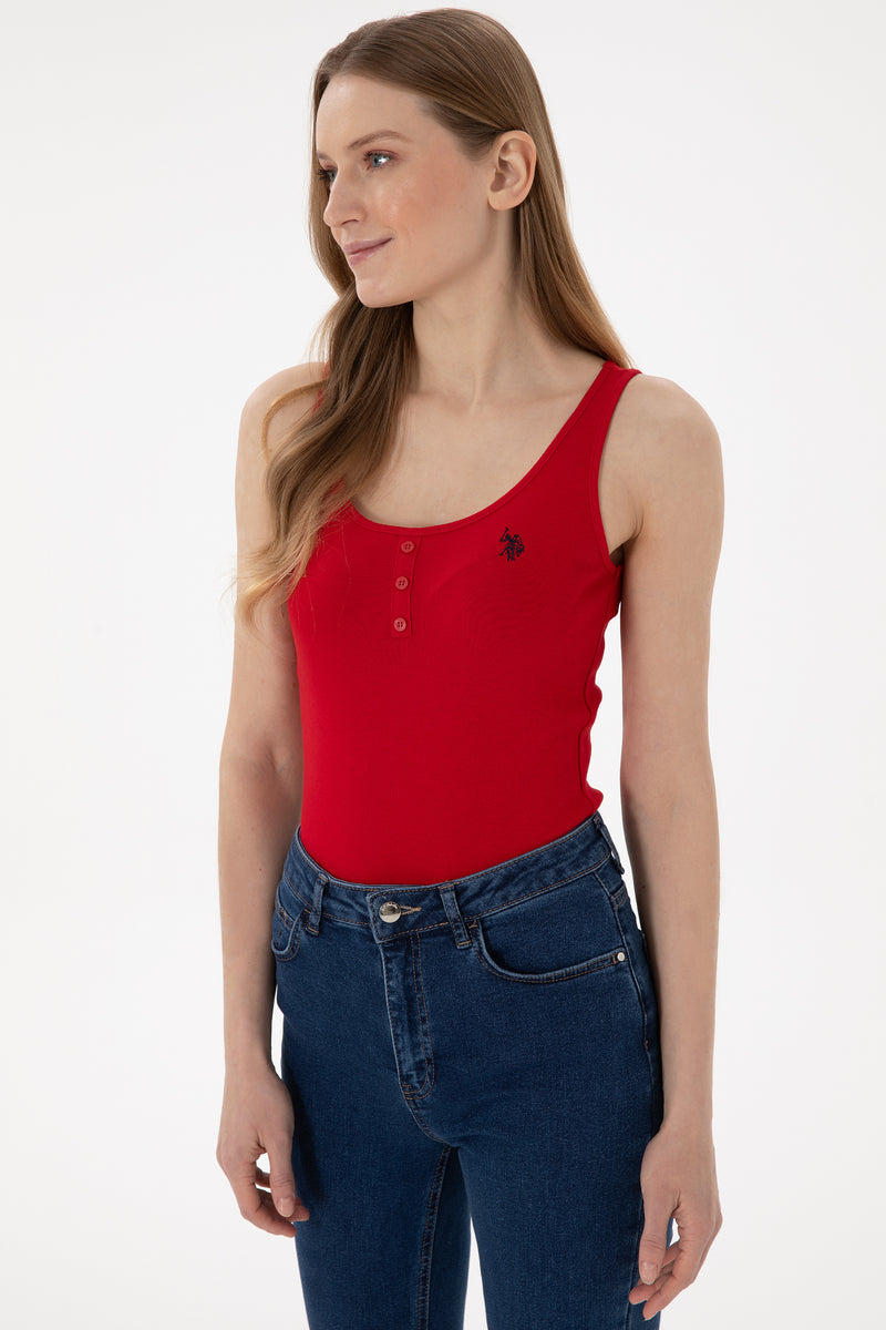 Maiou Dama Rosu cu Nasturi si Logo