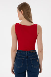 Maiou Dama Rosu cu Nasturi si Logo