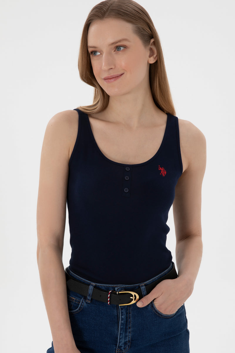 Maiou Dama Bleumarin cu Nasturi si Logo