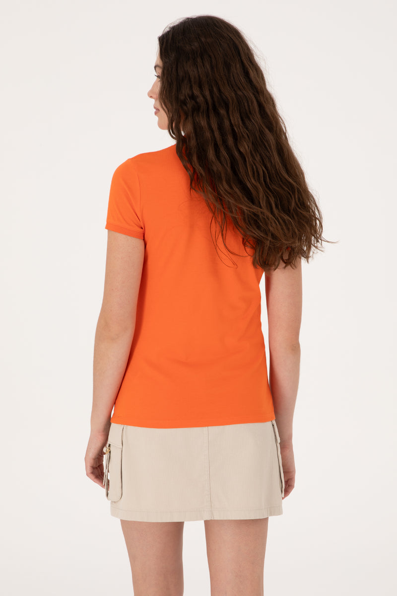 Tricou Polo Dama Portocaliu Cu Logo