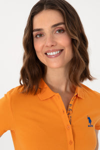 Tricou Polo Damă Galben Muștar Cu Logo Brodat