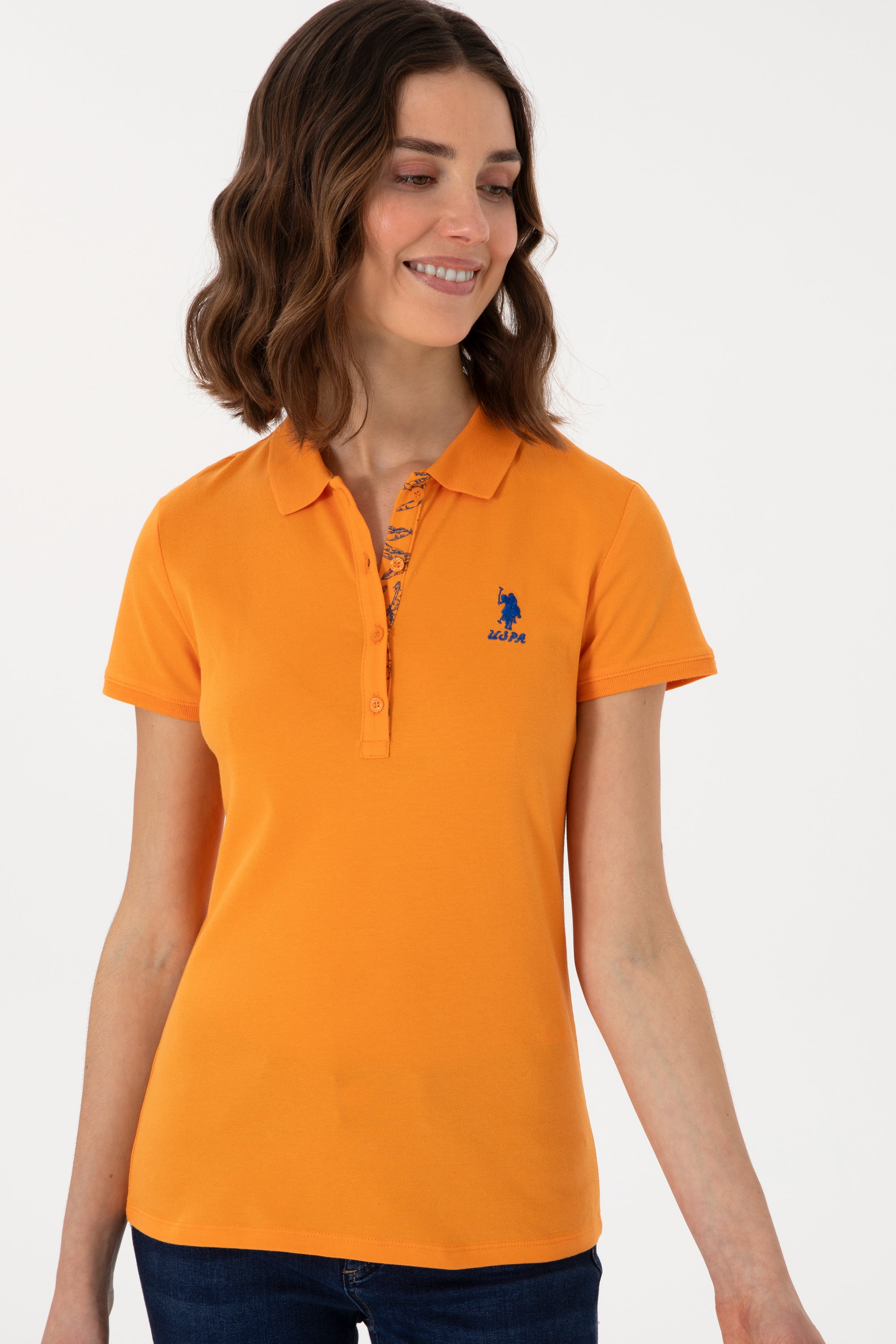 Tricou Polo Damă Galben Muștar Cu Logo Brodat