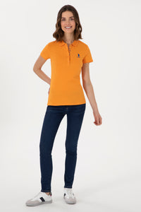 Tricou Polo Damă Galben Muștar Cu Logo Brodat