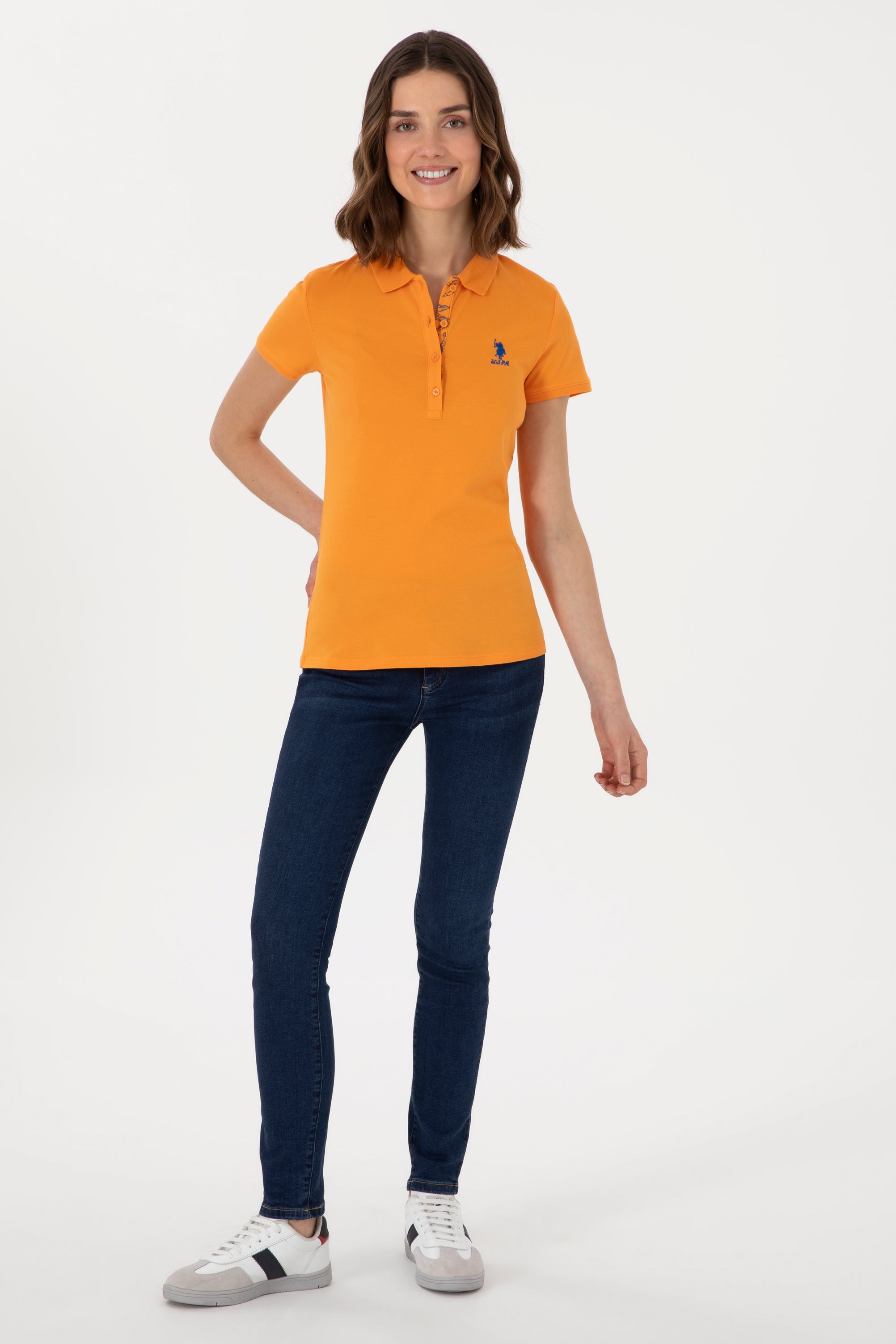 Tricou Polo Damă Galben Muștar Cu Logo Brodat