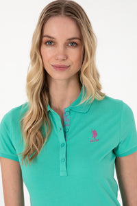 Tricou Polo Damă Verde Mentă Cu Logo Brodat