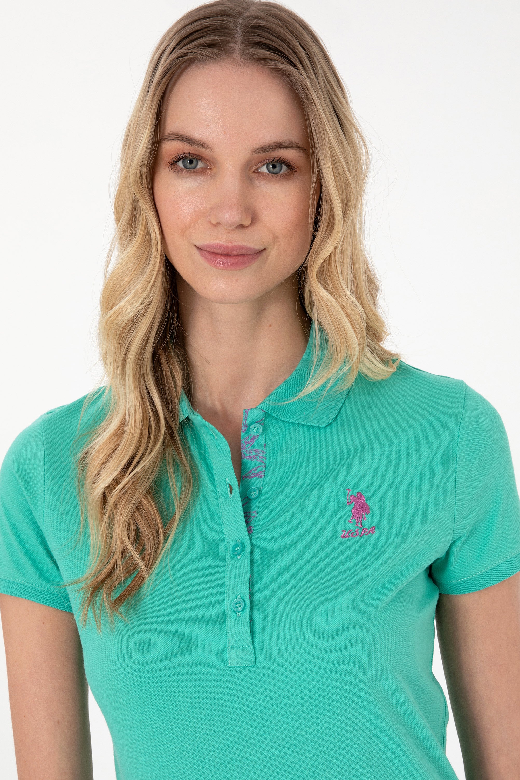 Tricou Polo Damă Verde Mentă Cu Logo Brodat