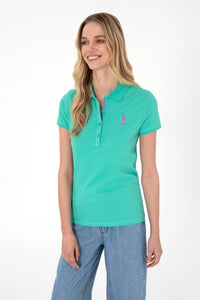 Tricou Polo Damă Verde Mentă Cu Logo Brodat