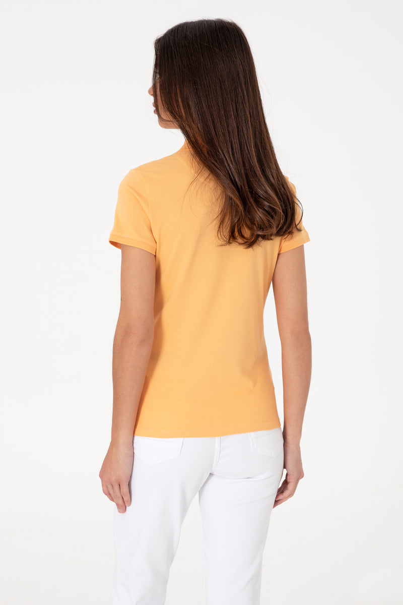 Tricou Polo Dama Galben Cu Logo