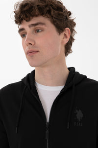 Hanorac Bărbați Pe Negru Cu Fermoar Și Imprimeu Logo