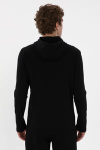 Hanorac Bărbați Pe Negru Cu Fermoar Și Imprimeu Logo