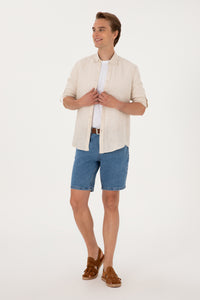 Bermude Bărbați Din Denim Cu Aspect Decolorat