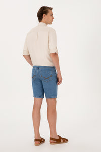 Bermude Bărbați Din Denim Cu Aspect Decolorat