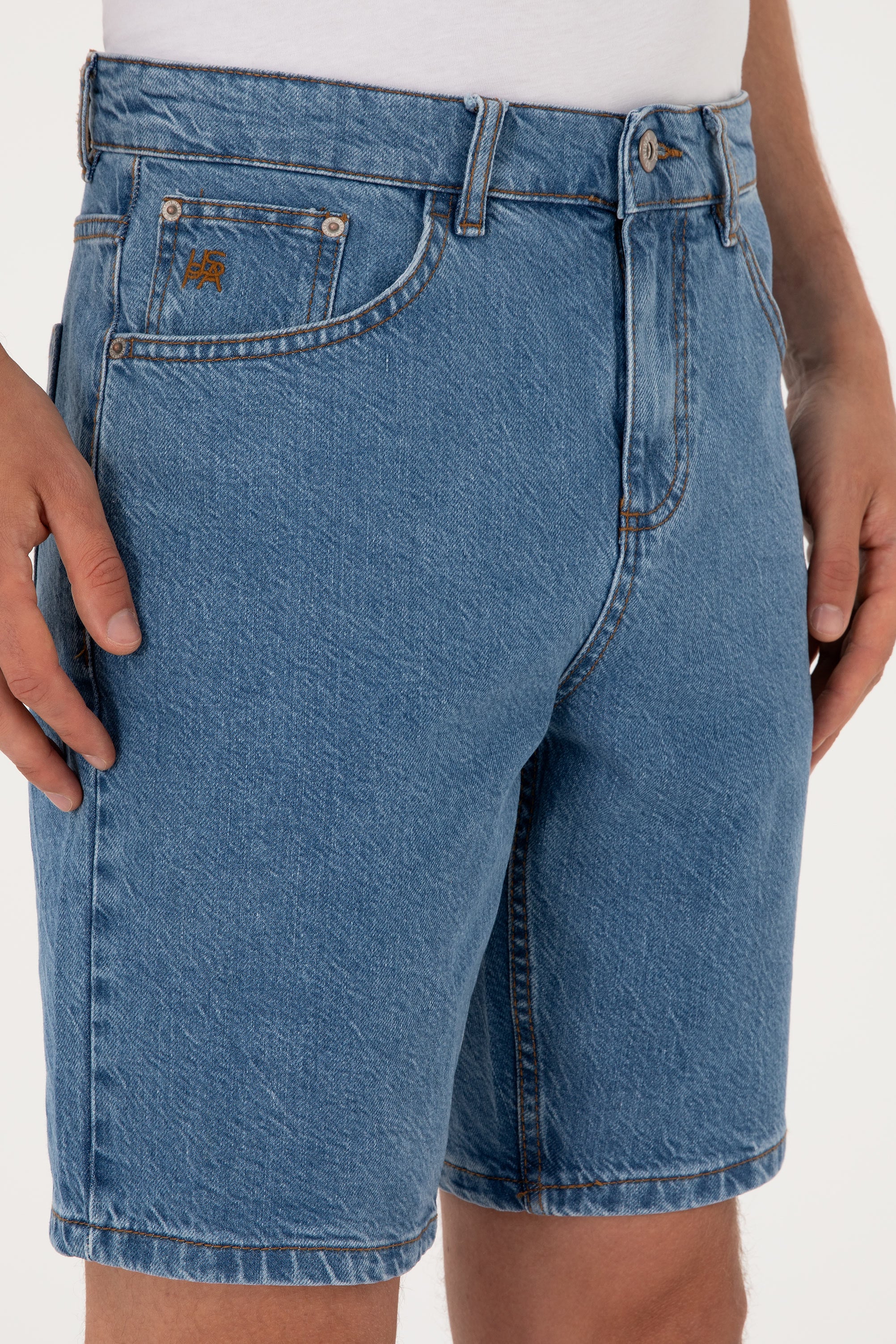 Bermude Bărbați Din Denim Cu Aspect Decolorat