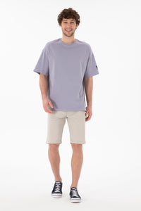 Tricou Bărbați Lila Cu Guler Rotund Oversize