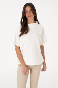 Tricou Damă Bej Cu Material Texturat