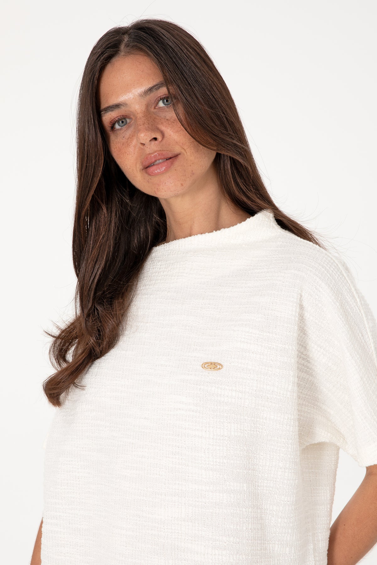 Tricou Damă Bej Cu Material Texturat