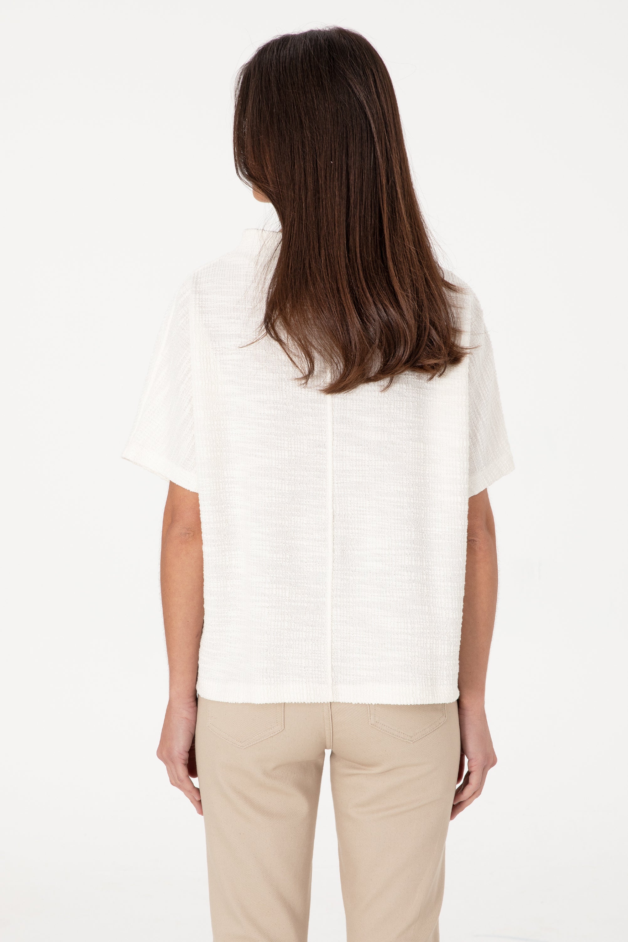 Tricou Damă Bej Cu Material Texturat
