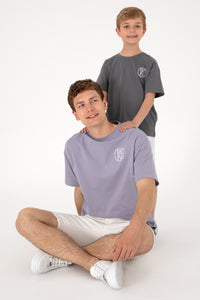 Tricou Bărbați Lila Cu Guler Rotund Și Print USPA Oversize