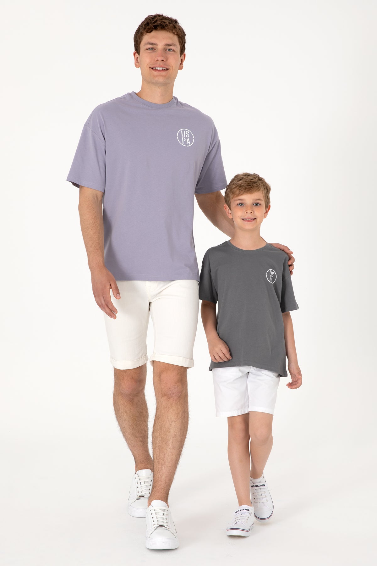 Tricou Bărbați Lila Cu Guler Rotund Și Print USPA Oversize