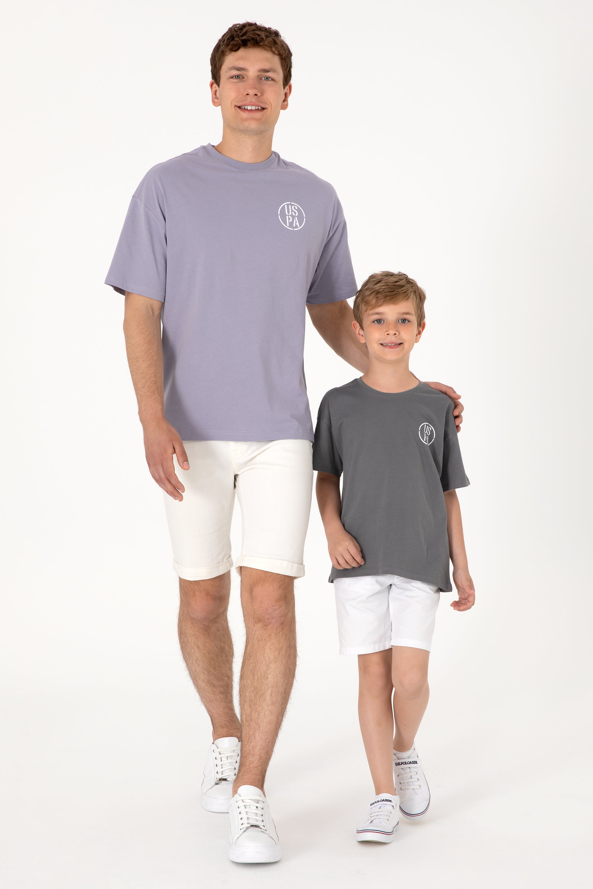 Tricou Bărbați Lila Cu Guler Rotund Și Print USPA Oversize