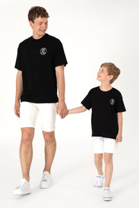 Tricou Bărbați Negru Cu Guler Rotund Și Print USPA Oversize