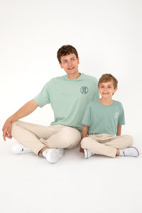 Tricou Bărbați Verde Pal Cu Guler Rotund Și Print USPA Oversize