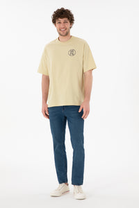 Tricou Bărbați Verde Fistic Cu Guler Rotund Și Print USPA Oversize