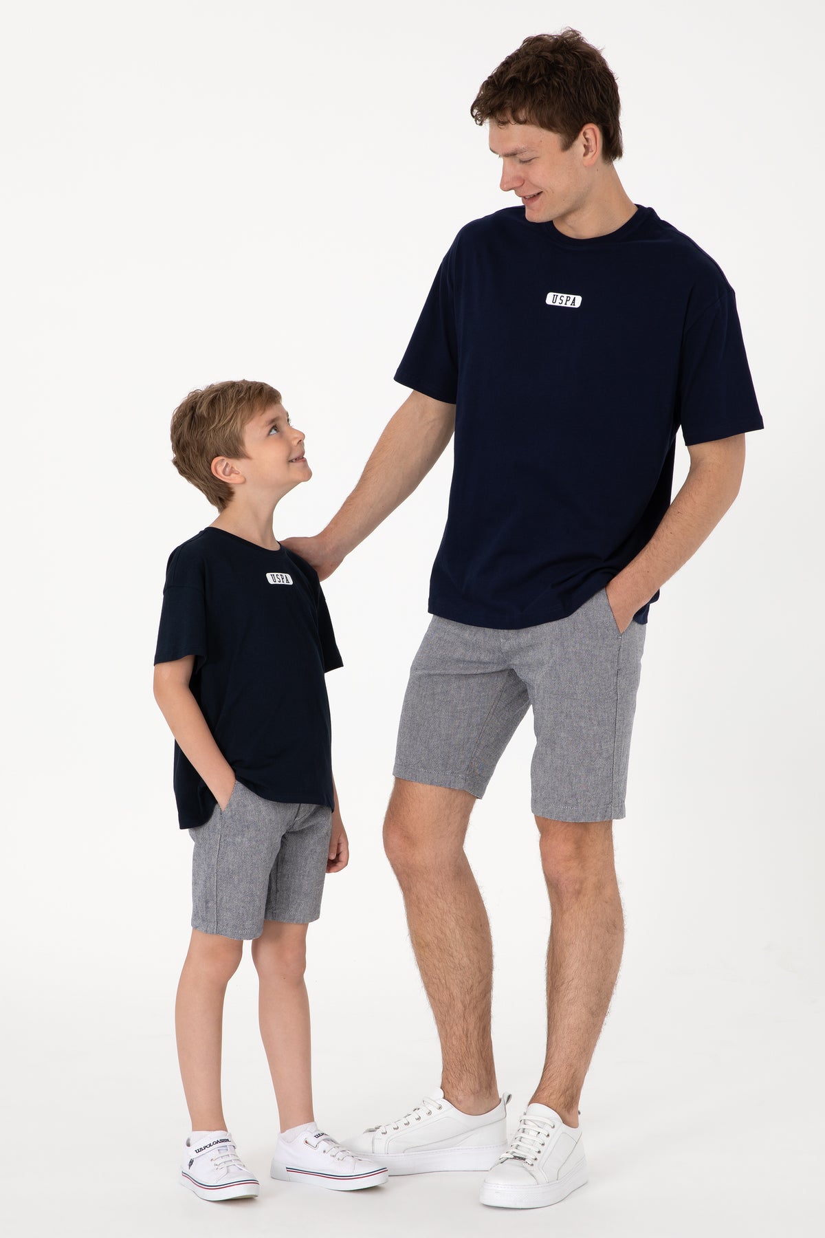 Tricou Bărbați Bleumarin Cu Guler Rotund Și Print USPA Oversize