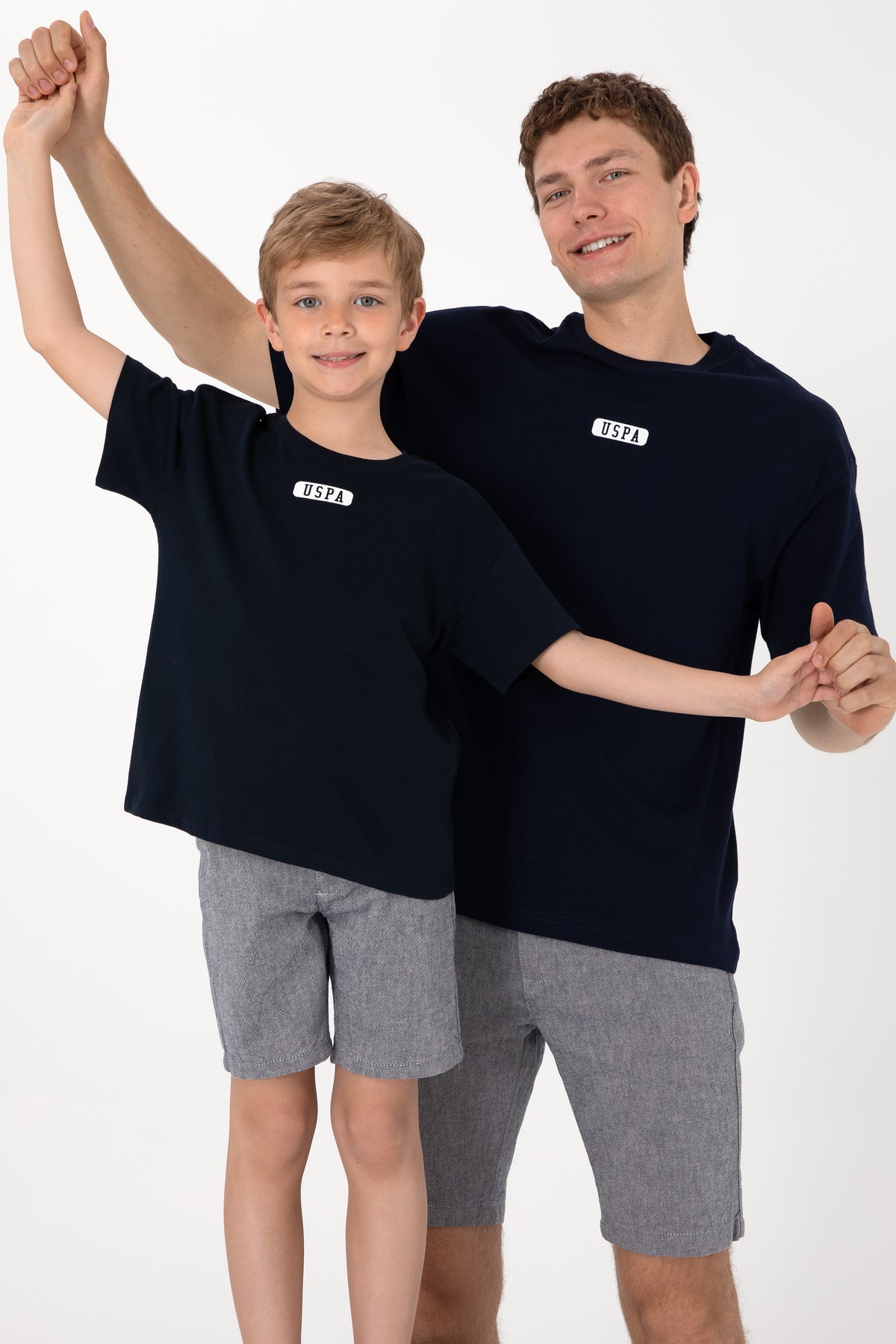 Tricou Bărbați Bleumarin Cu Guler Rotund Și Print USPA Oversize