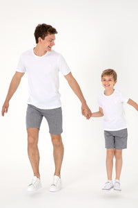 Tricou Bărbați Alb Cu Guler Rotund Și Imprimeu Logo