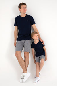 Tricou Bărbați Bleumarin Cu Guler Rotund Și Imprimeu Logo