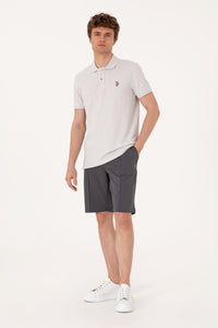 Pantaloni Scurți Bărbați Gri Petrol Cu Imprimeu Logo