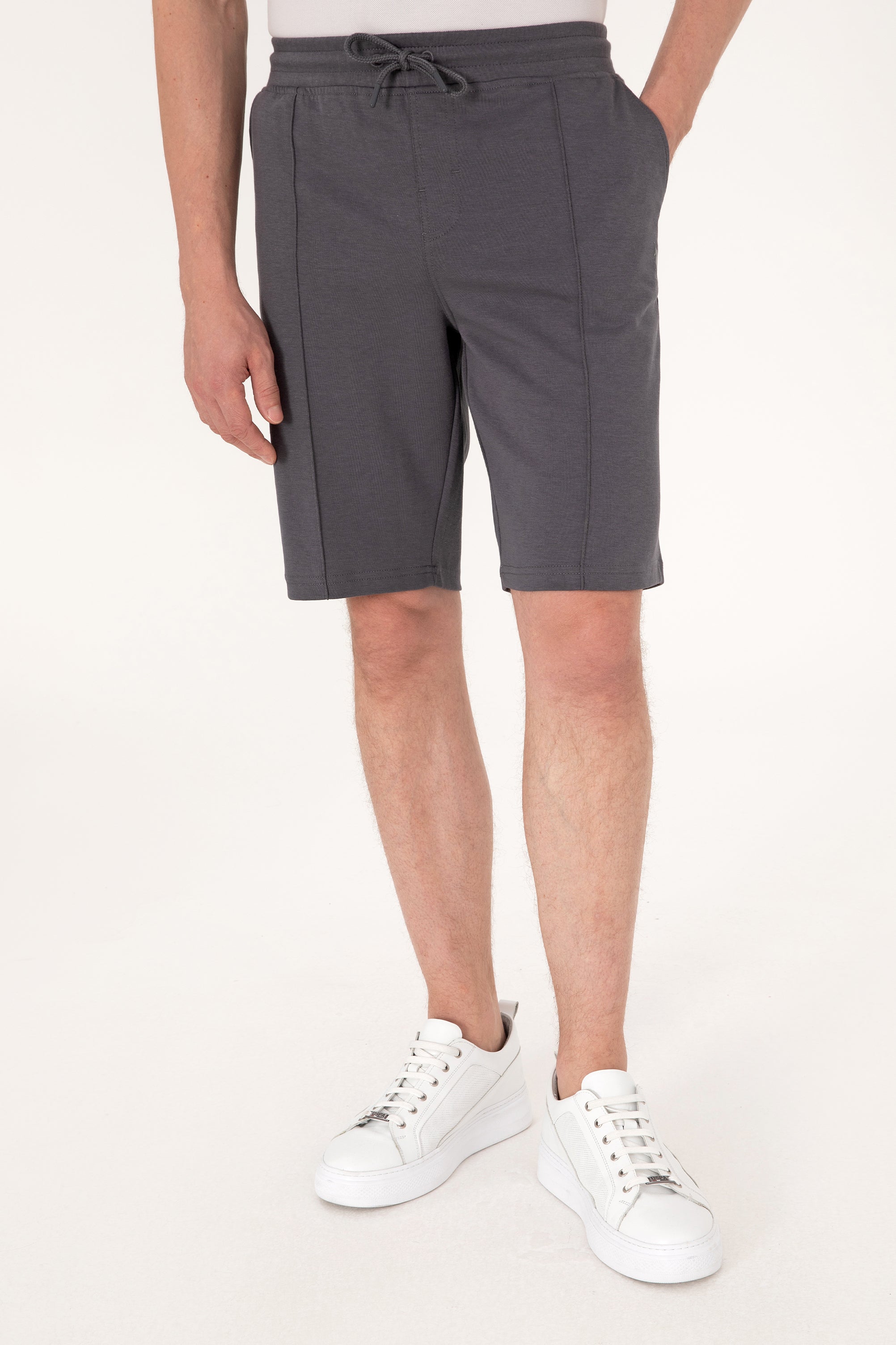 Pantaloni Scurți Bărbați Gri Petrol Cu Imprimeu Logo