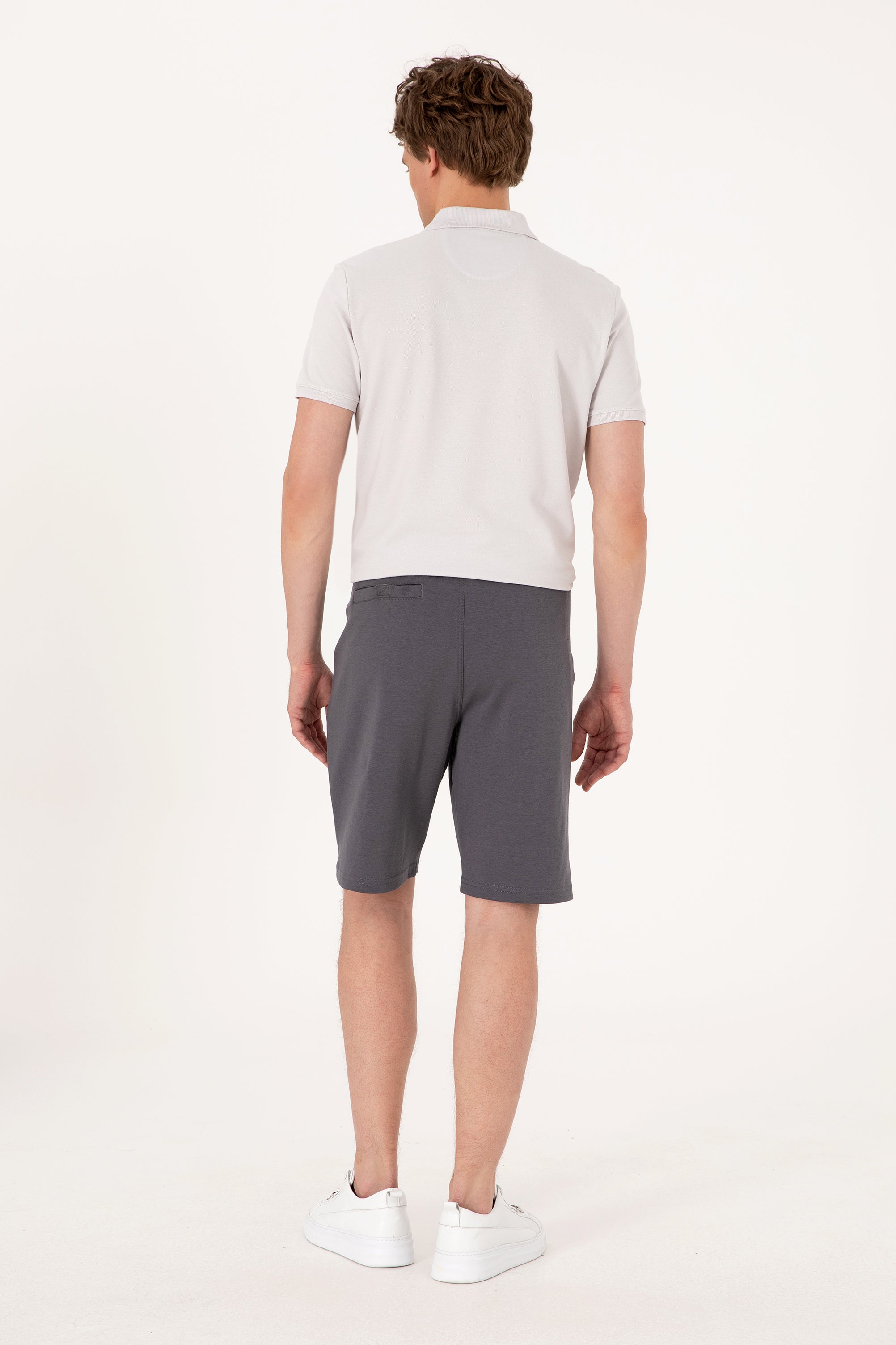 Pantaloni Scurți Bărbați Gri Petrol Cu Imprimeu Logo