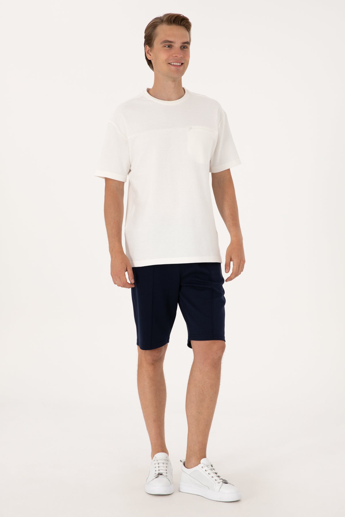 Pantaloni Scurți Bărbați Bleumarin Cu Imprimeu Logo